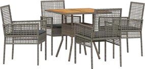 vidaXL Set de masă pentru grădină 5 pcs Gri poliratan