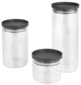 Recipiente 3 buc. din sticlă pentru alimente – Metaltex