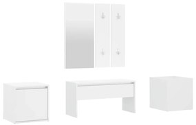 3082068 vidaXL Set de mobilier pentru hol, alb extralucios, lemn prelucrat