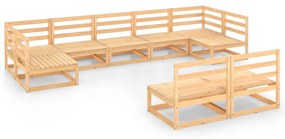 Set mobilier de gradina, 9 piese, lemn masiv de pin Maro, 1, nu