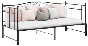 vidaXL Cadru pat canapea extensibilă, negru, 90x200 cm, metal