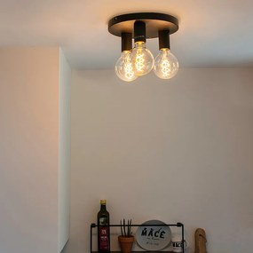 Plafoniera modernă neagră rotundă - Facil 3