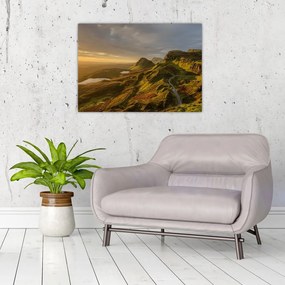 Tablou pe sticlă cu munți (70x50 cm)