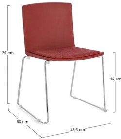 Scaun rosu, cu picioare cromate, 43.5x50x79 cm, Giulia, Yes
