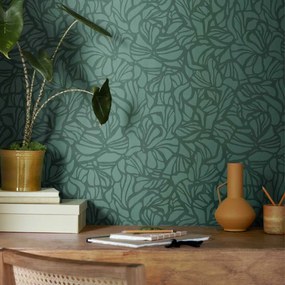 Tapet Purity, Forest Green Luxury Patterned, 1838 Wallcoverings, 5.3mp / rola