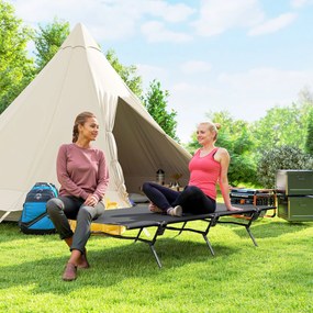 Outsunny Pat de câmp pliabil Pat de camping cu geantă de transport 200 x 100 x 36 cm până la 120 kg extra lat Negru | Aosom Romania