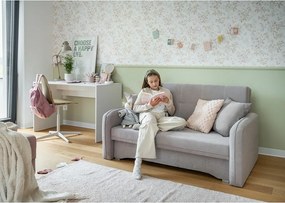 Canapea gri deschis extensibilă/cu spațiu de depozitare cu tapițerie din chenille 155 cm Laine – ELTAP