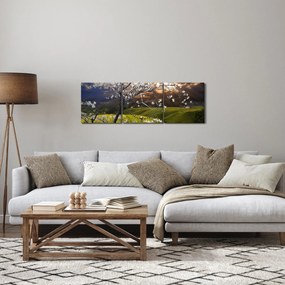 Tablou - Peisaj cu pomul înflorit (cu ceas) (90x30 cm)