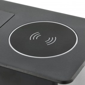Priza incorporabila in blat Avaro Plus GTV, incarcator wireless 5W, 1 priza Schuko, USB A + C, negru Aluminiu  plastic, Negru, L:240 mm; l:119 mm;