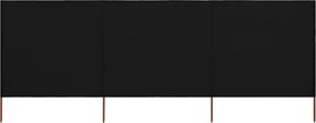 vidaXL Paravan anti-vânt cu 3 panouri, negru, 400 x 160 cm, textil
