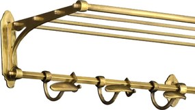 Suport suspendat pentru haine cu raft si carlige design LUX Arini alama antic