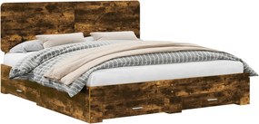 vidaXL Cadru de pat Stejar fumuriu 200 x 200 cm Lemn compozit