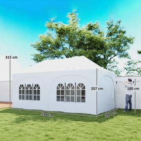 Outsunny Gazebo pliabil 3x6 m, cu pereți detașabili, saci cu nisip, geantă de transport și protecție UV30+, gri deschis/alb | Aosom Romania