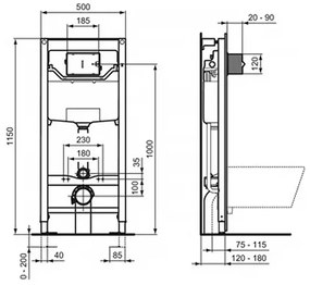 Set rezervor WC cu cadru Ideal Standard ProSys si vas WC I.Life B cu capac softclose alb