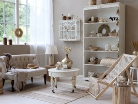 Dulap de perete shabby chic, alb antichizat, cu 2 uși din sticlă