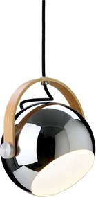 Halo Design 734443 - Lustra suspendată pe cablu DC, 1xE27/40W/230V, Ø 18 cm, crom lucios/stejar