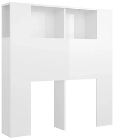 Tablie de pat, alb extralucios, 100x18,5x104,5 cm Alb foarte lucios, 1