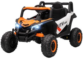 AIYAPLAY Mașină electrică 12V pentru copii, funcție telecomandă, centură, claxon, lumini LED, port USB, pentru 3-5 ani, Portocaliu | Aosom Romania