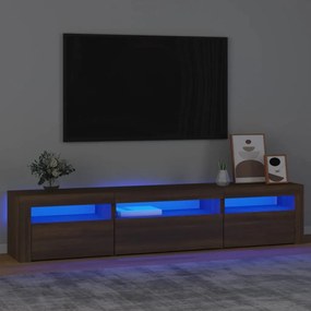 3152745 vidaXL Comodă TV cu lumini LED, stejar maro, 195x35x40 cm