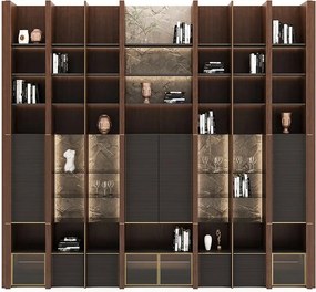 Bibliotecă lemn masiv Domo, 366 × 45 × 345 cm
