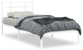 355603 vidaXL Cadru pat metalic cu tăblie, alb, 90x200 cm