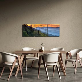 Tablou - răsărit de soare (cu ceas) (90x30 cm)