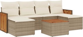 vidaXL Set canapele de grădină, 7 piese, cu perne, bej, poliratan