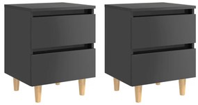 805868 vidaXL Noptiere & picioare lemn pin 2 buc. gri extralucios 40x35x50 cm