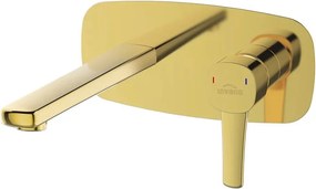 Baterie lavoar incastrata Invena Glamour auriu lucios monocomanda