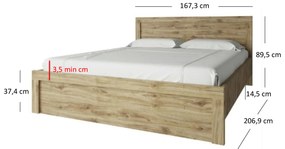 Pat matrimonial160 cm Deloris (stejar navarra) (fără saltea și somieră). 1052888