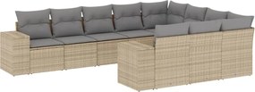 vidaXL Set canapele de grădină cu perne, 10 piese, bej, poliratan
