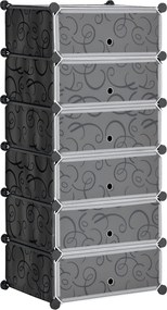 HOMCOM Pantofar modular cu 6 cutii din PP și oțel, 49x36,5x108 cm, negru și alb | Aosom Romania