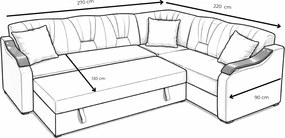 Coltar VALAHIA extensibil, cu lada de depozitare, stofa gri, 270x220x90 Gri