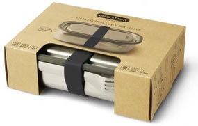 Cutie pentru alimente Black+Blum BAM-SS-L018, 1 L, Dreptunghiulara, Sigura pentru cuptor,Fara BPA, Otel inoxidabil, Gri