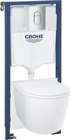 Set vas WC suspendat Grohe Bau Ceramic Rimless alb cu capac, clapeta si rezervor incastrat