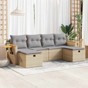 vidaXL Set canapele de grădină cu perne, 6 piese, bej, poliratan