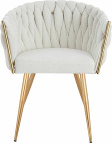 HR750 Scaun cu picioare Aurie Crem din Boucle