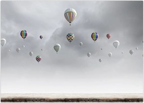 Tablou - Baloane pe perete de cărămidă (70x50 cm)