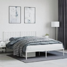 374489 vidaXL Cadru de pat metalic cu tăblie, alb, 160x200 cm