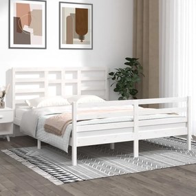 3105871 vidaXL Cadru de pat, alb, 160x200 cm, lemn masiv