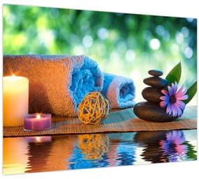 Tablou pe sticlă - Relaxare masaj pictura (70x50 cm)