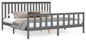 3188228 vidaXL Cadru pat cu tăblie 200x200 cm, gri, lemn masiv de pin