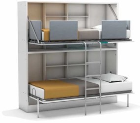 Pat rabatabil suprapus fara birou - SMART BUNK (90X190) (Culoare pat: Alb Mat)