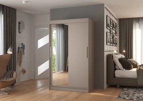 Dulap cu uși glisante BARIO – cu oglindă – 120x58x200 cm – Cașmir