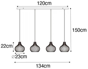 Lampă modernă cu pandantiv neagră cu 4 lumini - Saffira
