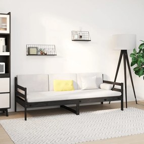 814683 vidaXL Pat de zi, negru, 80x200 cm, lemn masiv de pin