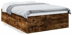 3280955 vidaXL Cadru de pat, stejar afumat, 120x190 cm, lemn prelucrat