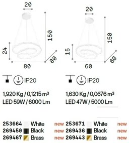Lustra LED suspendata design modern circular OZ SP D80 ON-OFF OTTONE