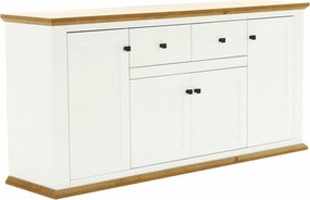 Comoda LEON MZ9, alb, stejar grand, PAL laminat/metal, 180x45x87 cm