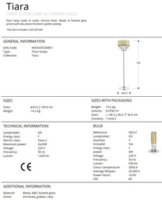 Lampadar/Lampa de podea design elegant Tiara crom/auriu